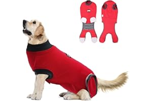 DUUCLUME Professioneller Haustier-Wiederherstellungsanzug Körperanzug nach der Operation Hund Onesie Cone Alternatives Spay Kastrationsanzug Chirurgischer Erholungsanzug - für Hündinnen und Rüden (Rot/L)