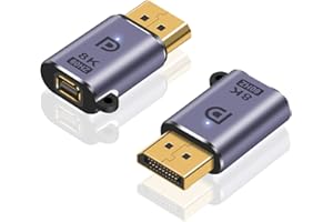 Maxhood 8K Displayport Male to Mini Displayport Female Adapter, Mini Displayport to Displayport Adapter, 32Gbps DP to Mini DP Converter Connector for 8K@60Hz UHD Video MacBook and Laptop(2pack)
