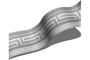 Funlife 3 Rolle Selbstklebende PVC Tapete bordüre, Tapetenbordüre Wandtatoo in griechischem Stil, Wandbordüre Klebefolie für Bad Spiegel Küche Fliesen, wasserdichte Raumdekoration, 10x200cm Hellgrau