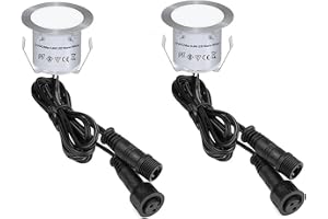 HIBOITEC 2 st. infällbara LED-spotlights, IP67-vattentäta, infällbara terrasslampor, infällbara LED-spotlights för trädgård