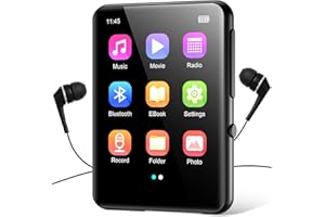 JOLIKER 64GB MP3 Player with Bluetooth 5.3, Portable Digital Lossless Music Player with Built-in Speaker, 2.4 in Full Touch Screen, FM Radio, Line-in Voice Recorder, Earphones Included, Support up to 128GB