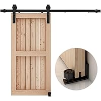 CCJH 152cm (5FT) Schiebetür Set schiene laufschienen mit Bodenführung Holz schiebetürbeschlag, Nachrüsten