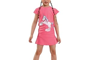 weVSwe Maillot De Bain Rash Guard pour Filles avec Poignets À Ourlet Rare Maillot De Bain UPF 50+ Protection