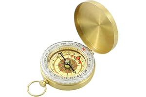 PZJFH Bussola, bussola in ottone per esterni, bussola per bambini, portatile, impermeabile, strumenti di navigazione con cifre luminose, per escursioni, campeggio e altre attività all'aperto