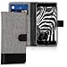 Produktbild kwmobile Hülle für Ulefone Power 2 - Wallet Case Handy Schutzhülle Kunstleder - Handycover Klapphülle mit Kartenfach und Ständer Grau Schwarz