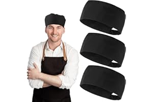 Yolev 3Pcs Chef Hats Adjustable Kitchen Cooking Caps Food Service Caps with Elastic One Size Fit Most Cap Beanie for Kitchen Cooking Service and Other Work