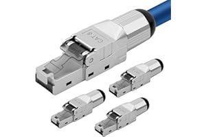 PUISENO 4 connettori di rete CAT 8 RJ45 per cavi LAN rigidi Ethernet, spina LAN CAT 8 senza attrezzi LSA, completamente schermato STP, 40 Gbit/s, AWG 22-26