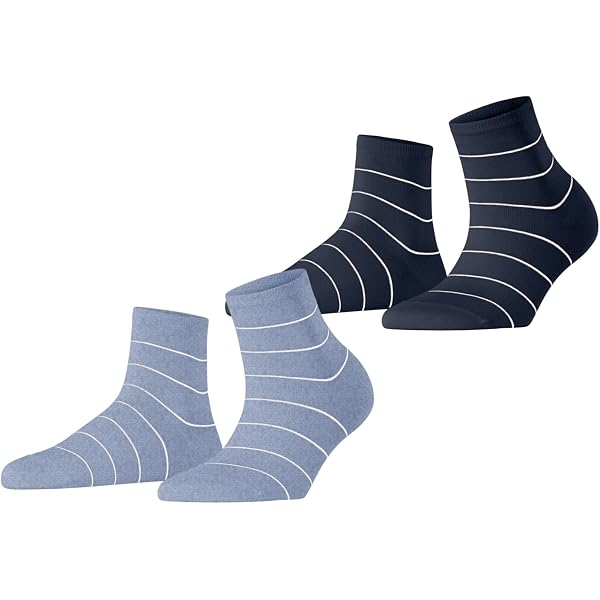 Lot 2 Paires Chaussettes ESPRIT Femme - Coton Bio Rayé - Mi-mollet - Respirantes