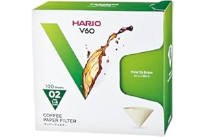 Hario VCF-02-100 MK - boîte de 100 filtre papier blanc pour cafetiere filtre Hario V60 4 tasses