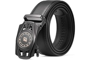 Bostanten Ceinture Homme en Cuir Boucle Automatique Largeur 35mm Réglable sangle Cadeau Box Noir