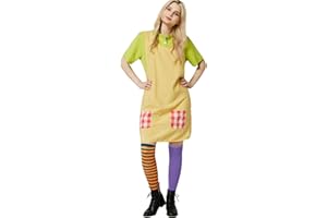 WELLCHY Freches Mädchen in Strümpfen, Bunte Strümpfe, Karneval Kostüm Damenkleid, Faschingskostüm für Erwachsene Kinder