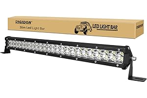 RIGIDON 20 Pulgadas 50 cm 144W Foco Barra de luz led, 12V 24V Barras Luminosas led para Off Road camión Coche ATV Todoterreno 4x4 vehículos, lámpara de conducción 6000K Blanca, Impermeable