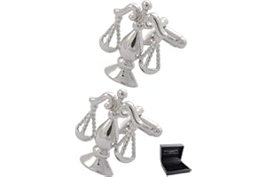 COLLAR AND CUFFS LONDON Gemelos Camisa Hombre Abogado - con Caja - Gemelos para Camisas - Escalas de Justicia - Latón - Juez Libra - Color Plata - Un Par