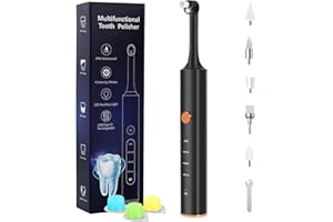 Zahnaufhellungsset, Wbbrbbr Zahnpolierer mit 4 Modi für Zahnreinigung & Zähne Aufhellen, zum Polieren nach der Zahnreinigung, Zahnaufhellung Bleaching Set mit 5 Köpfen und 3 Polierpasten (Schwarz)