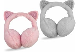 LAVY Girls Ear Muffs Cat Ear Warmers Winter Warm Ear Muffs Ear Plush Winter Outdoor Cute Cartoon Thermal Ear Cover Headwear For Kids Girls Outdoor Ear Protector Xmas Birthday Gift Assorted Color 12cm (1Pc)