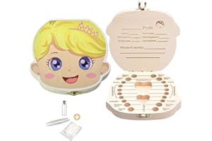 HIQE-FL Zahnbox aus Holz,Milchzähne Box, Zahndose für Milchzähne, Milchzahndose, Milchzahnbox, Zahnschachtel, Zahnbox für Geschenk (Mädchen)