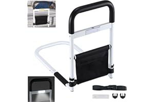 Aolawco Aufstehhilfe Bett, Aufstehhilfe Bett verstellbar mit LED-Sensorlicht, Bet Einstiegshilfe mit Tasche, Höhenverstellbarer Haltegriff Haltegriffe für Senioren, für ältere Menschen, Erwachsene