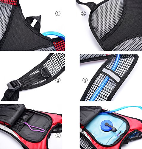 Juboury Hadration Pack – Trinkrucksack inklusive 2L Trinkblase zum Laufen, Wandern, Radfahren und für alle anderen Outdoor-Sportarten bei der Sie Flüssigkeit benötigen - 6