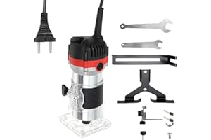 OKANEMOQI Fresatrice Rifilatore - Bordo Legno Laminato Trimmer manuale elettrico Laminatore Trim Router 30000r/min 800W per Lavorazione del Legno Rifinitura Scanalatura Intaglio (black&red)