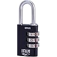 Ifam Combination Padlock Combi Col 30 mm Length 5 mm Arch Diameter Aluminium Black Colour Lightweight High Security Level