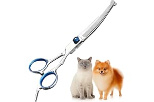 keyxer Ciseaux Toilettage Chien Professionnels en Acier Inoxydable Ciseaux Pour Chien Toilettage avec Embouts Ronds Sécurisés, Poignée Incurvée Ergonomique Idéal pour Toilette du Visage, du Corps
