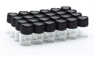 YIZHAO Flacon Echantillon Huile Essentielle Vides 1ML, Fiole en Verre Transparent avec [Réducteurs d'Orifice], pour Massage, Aromathérapie, Bouteille de Laboratoire -36Pcs