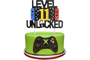 MELEAGER Videospiel Tortendeko Geburtstag, 11th Videospiel Cupcake Topper, Glitter Spielkonsolen Thema Kuchenaufsatz, Happy Birthday Kuchen Deko, Gaming Cake Topper für 11 Jahre Junge und Mädchen Geburtstag