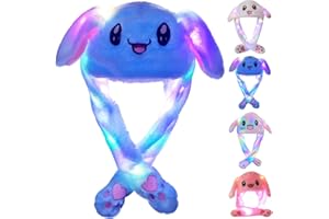 SUNHUITOY Animal Hat Plush Ears Moving Jumping Dress Up Cosplay Party Christmas Holiday Cute Ear Flap Cap for Kids Adults