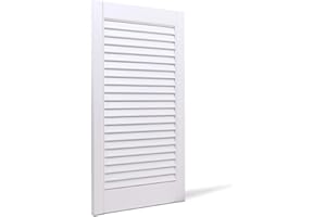 Bortaberg Louvre Door, Pine Wood, Vented Open, Natural or White Color, Slatted Wardrobe Doors, Internal Louvre Cupboard Doors, Various Sizes (White,1700mm (67'') x 494mm (19.4''))