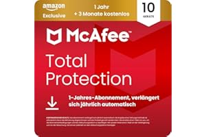 McAfee Total Protection 2026 (10 Geräte), 15 Monate Amazon Exklusiv | Virenschutz, VPN, Betrugsschutz, Sicherheitssoftware, Identitätsüberwachung | Abonnement mit automatischer Verlängerung | Download