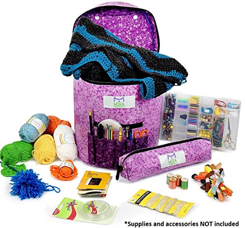 Große Premium Strick-Tasche – Garn Aufbewahrungsbeutel für die ultimative Verwahrung von Häkel- und Strickgarn, Häkelmuster und Haken, Häkelnadeln und Wolle – Großartiger Handarbeitsladen - 2