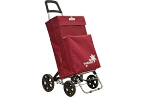 VACAVACA Carrito de Compra Plegable con Térmico, Carro de la Compra 50L,Carros para la Colada,Carro Compra (Burdeos, 4 Ruedas)