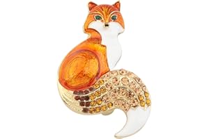 MYOSPARK Broches de zorro esmaltados con diamantes de imitación, joyería para amantes de los zorros, regalo de fiesta de animales, broches de joyería de zorro