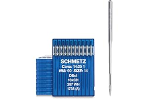 SCHMETZ | 100 Agujas para máquinas de coser industriales | Con cabo redondo | DBX1, 16X231, 287 WH / 1738 (A) | Grosor 90/14 | Nota: Compruebe el sistema recomendado en el manual de instrucciones