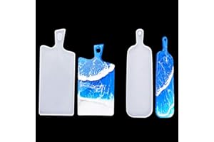 Rolin Roly 2PCS Stampi in Resina Siliconica con Manico Stampi per Colata Epossidica con Vassoio Grande Sottovaso Rotondo Trasparente Stampi in Silicone per Resina per Vassoi (Wide + Narrow)