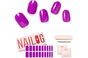 NAILOG Semi Cured Gel Nail Strips, Extra Long Nail Polish Strips (20 Pieces), Long Lasting Semi Cured Nail Stickers with Soft Glossy Gel Finish, Kiko
