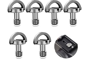 SNSYGN 6 PCS 1/4" Camera Screws, Camera Mounting Screw D-Ring Screws Tripod Screw Caps for Camera Screw, Monopod, Tripod, Quick Release Plate