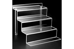Janaden Ständer Acryl für Popfiguren, Amiibo, transparent, erhöhtes Regal in 4 Stufen für Schaufenster und Dekoration, Regal für Parfümsammlung, Make-up (30,48 x 27,94 x 25,15 cm)