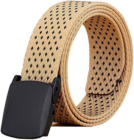 Fairwin Men's Nylon Tactical Web Belt, Military Style Canvas Webbing Belt with Metal Buckle (Brown)
