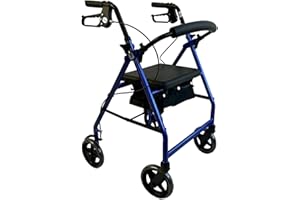 FORCE HEALTHCARE Force Lightweight Folding Aluminium Four Wheel Rollator with Padded Seat & Backrest Blue