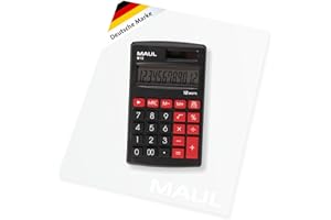 ‎MAUL MAUL Taschenrechner M12|Rechner mit großem 12-stelligem Display|Standardfunktionen für Büro, Schule|Funktionstasten farbig|Solarrechner mit Batterienutzung bei Dunkelheit|Schwarz, 11,5x6,9x1,0 cm
