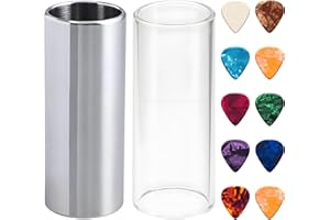 ZHIXAN 12 Pcs Guitar Slide Accessories Set, 6cm Glass & Stainless Steel Slides for Electric Acoustic Guitar Bass