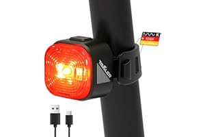 Tavaler Fahrrad Rücklicht LED | StVZO zugelassenes Rücklicht Fahrrad | USB-C Aufladbar Batterie Rücklicht | IPX6 Wasserdicht Fahrradlicht Hinten | 13 Stunden Leuchtdauer für Rennrad, MTB, E-Bike