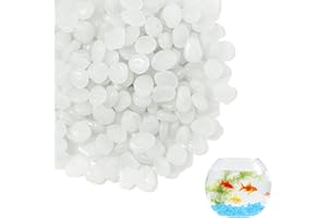 FINEHENCHI Glow in the Dark Pebbles, 200 Pcs Fish Tank Gravel, Luminous White Stones for Garden Decorative Stones Powered by Light or Solar, Mini White Pebbles for Garden, Potted Plant, DIY Micro Landscapes