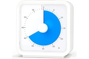 GlasFlength Minuteur Visuel pour Enfants et Adultes‌, Time Timer à Rebours de 60 Minutes Silencieux sans Tic-Tac Minuteur Enfant avec Rappel de Batterie Faible pour Cuisine, École, Bureau (Bleu)