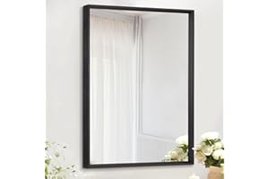 AAZZKANG Czarne lustra na ścianę, prostokątne, metalowe lustro w ramie, 50 x 40 cm, dekoracyjne lustro ścienne do sypialni, łazienki, salonu, pionowe lub poziome