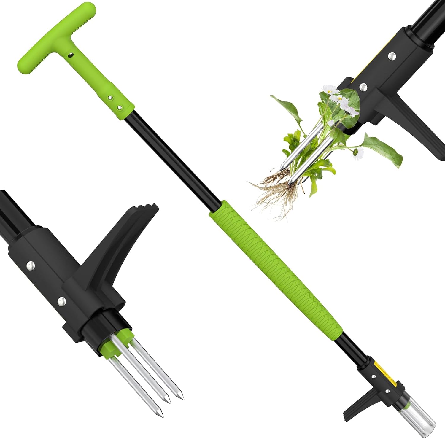 Ergohortus Weed Remover Tool, Stand Up Weed Puller Root Remover, Garden Weeding Tool with Long Handle, Heavy Duty Weeder Tool Standup Weed Root Pulling Tool and Picker, Grabber
