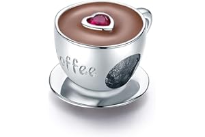 TIZU Damskie zawieszki do kawy ze srebra wysokiej próby 925 zawieszka do bransoletki Pandora biżuteria prezenty dla kobiet dziewcząt