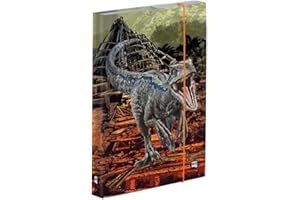 Jurassic World Heftordner Heftbox A4 Dinosaurier Tyrannosaurus T-Rex für Hefte Mappen Dino Heftmappe Ordnermappe Ordnungsmappe Gummizugmappe Saurier kompatibel mit Sticker-von-Kids4shop