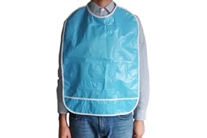 Glove Club Ltd | Adult Bib | Waterproof Dining Adult Bibs | Disabled Elderly adult bibs for Women Men Mealtime Bib | Washable Reusable Disabled Elderly Aid Clothing Protector (40cmx60cm/Blue)